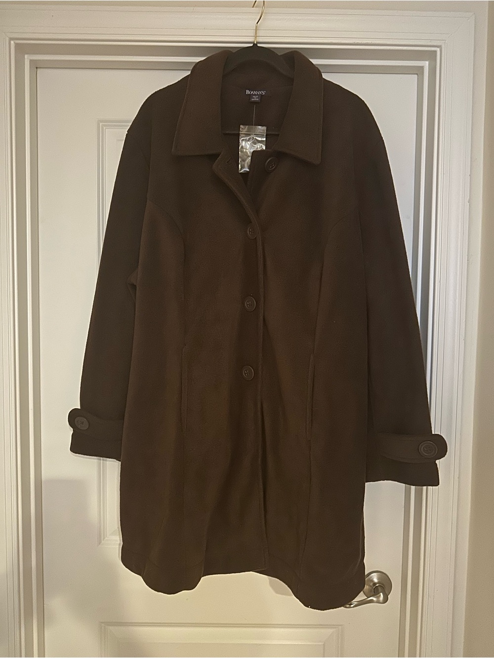 Roaman's Brown Wool-Blend Single-Breasted Pea Coat
